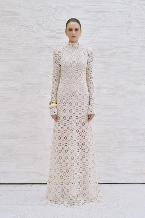 BINNAT EMB LACE LONG DRESS